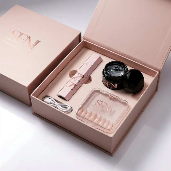 Box Découverte Complète — Press-On Nails + Colle Gel UV + Lampe